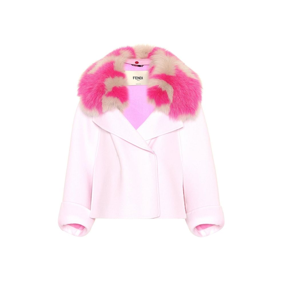 Fendi Pelzkragen Kaschmir Cape Jacke