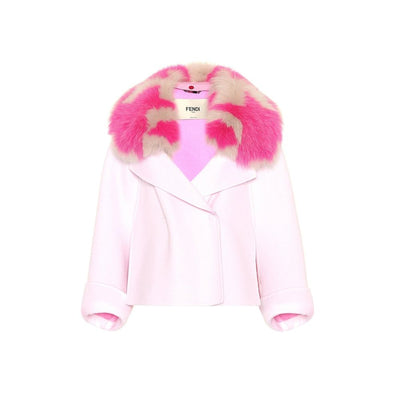 Fendi Pelzkragen Kaschmir Cape Jacke