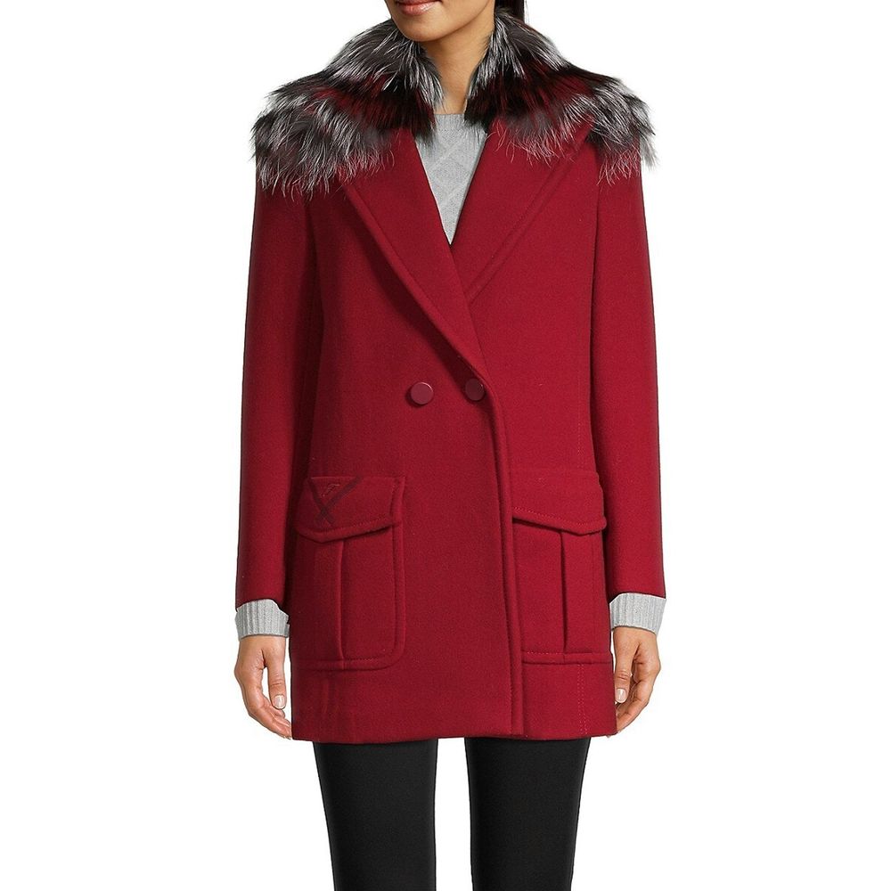 Fendi Pelzkragen Wollmantel