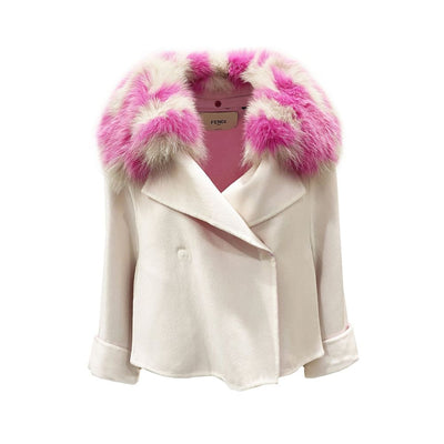 Fendi Pelzkragen Kaschmir Cape Jacke