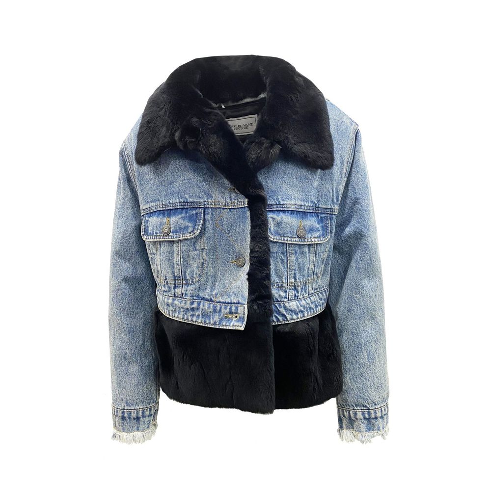 FORTE DEI MARMI COUTURE Pelzgefütterte Denim-Jacke