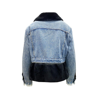 FORTE DEI MARMI COUTURE Pelzgefütterte Denim-Jacke