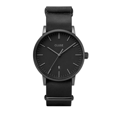 Cluse Schwarze Lederuhr