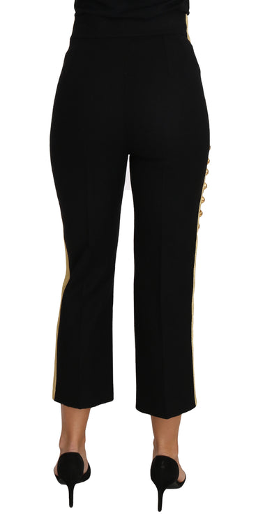 Dolce & Gabbana Militärische Hose mit Verzierungen Schwarz Gold Kleid Hose