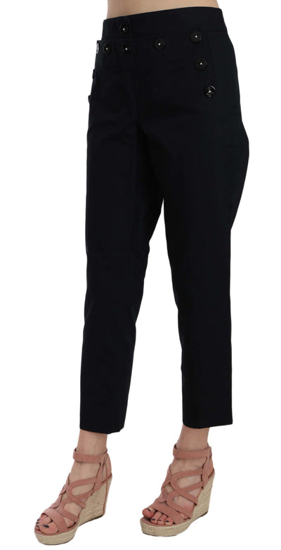 Dolce & Gabbana Schwarze verkürzte Hose mit verschönerten Knöpfen
