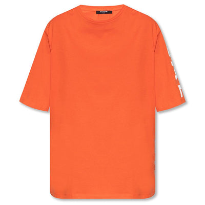 Balmain Orangefarbenes T-Shirt aus Baumwolle