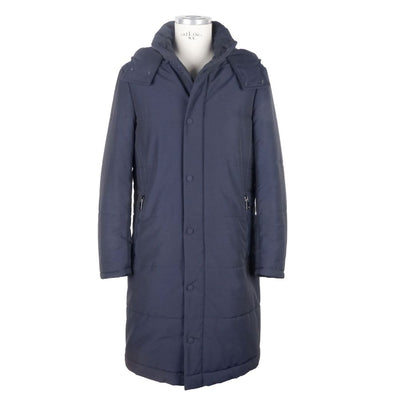 Made in Italy Blauer Herren-Regenmantel aus Wolle