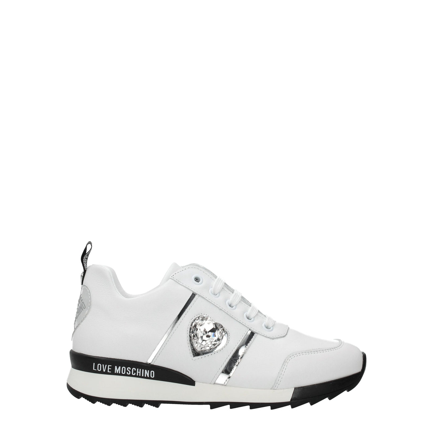 Love Moschino Weiße Leder-Low Tops