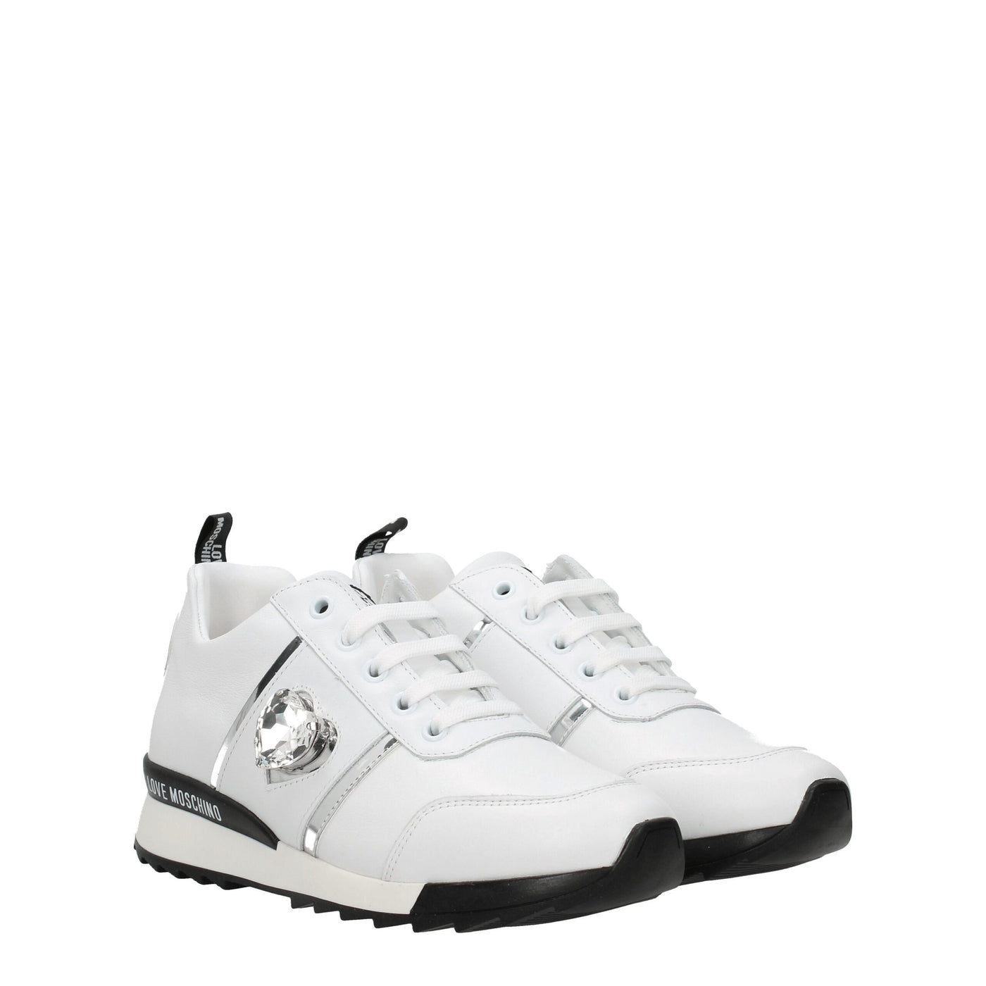 Love Moschino Weiße Leder-Low Tops