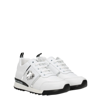 Love Moschino Weiße Leder-Low Tops