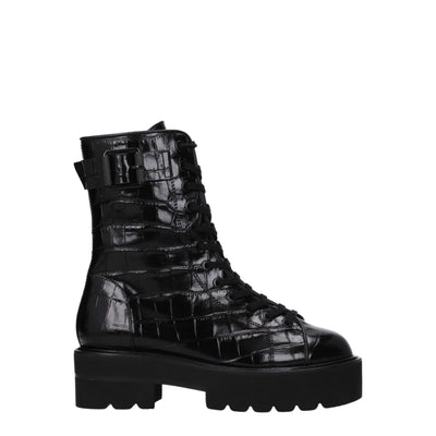Stuart Weitzman Schwarze Lederstiefeletten
