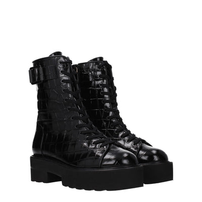 Stuart Weitzman Schwarze Lederstiefeletten