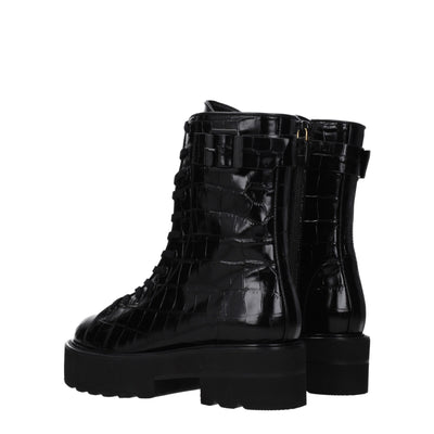 Stuart Weitzman Schwarze Lederstiefeletten