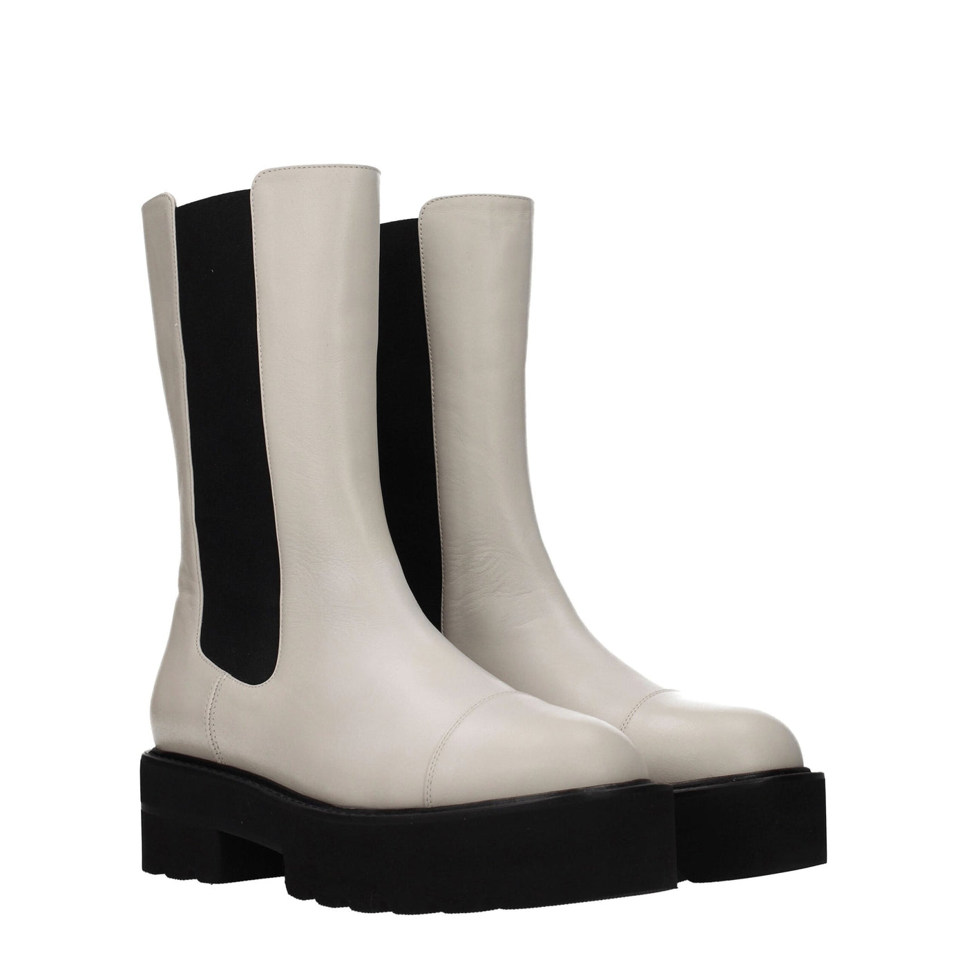 Stuart Weitzman Beige Lederstiefeletten