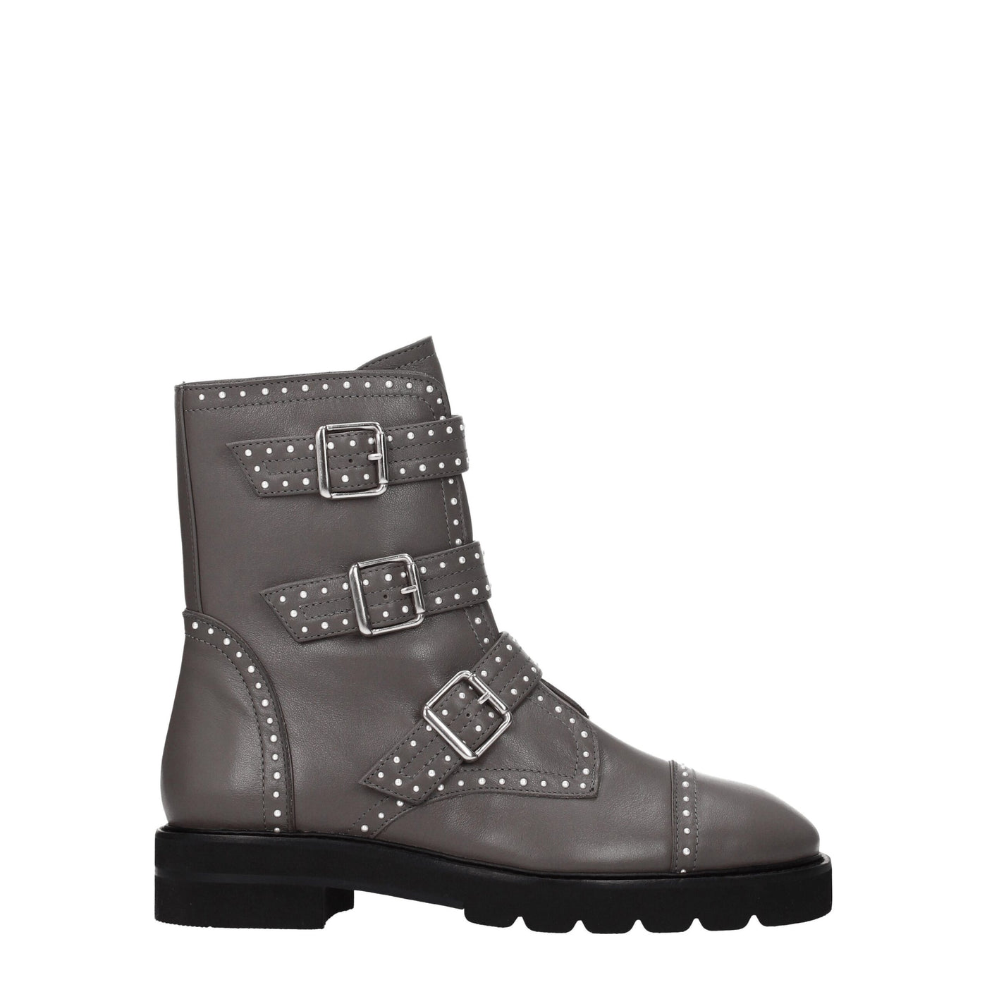 Stuart Weitzman Graue Lederstiefeletten