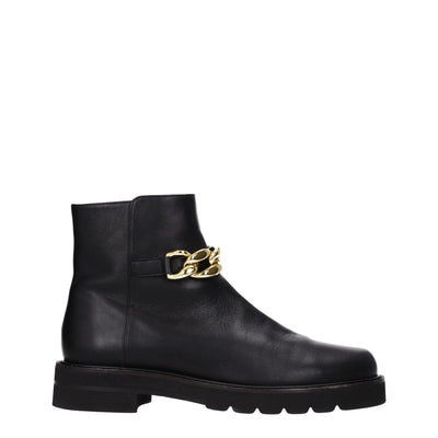 Stuart Weitzman Schwarze Lederstiefeletten