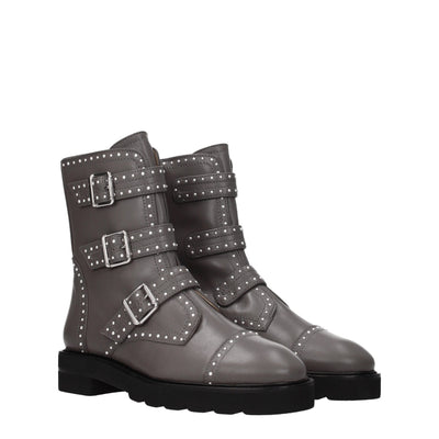 Stuart Weitzman Graue Lederstiefeletten