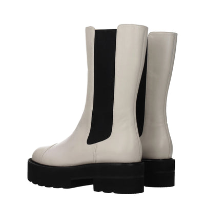 Stuart Weitzman Beige Lederstiefeletten