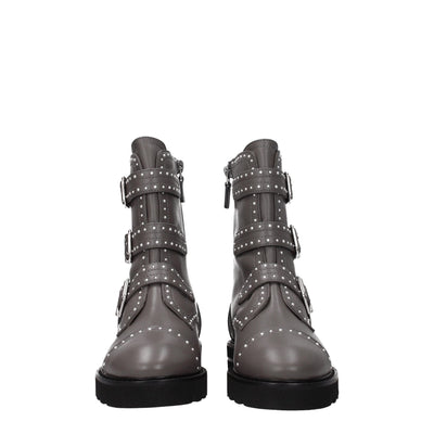 Stuart Weitzman Graue Lederstiefeletten