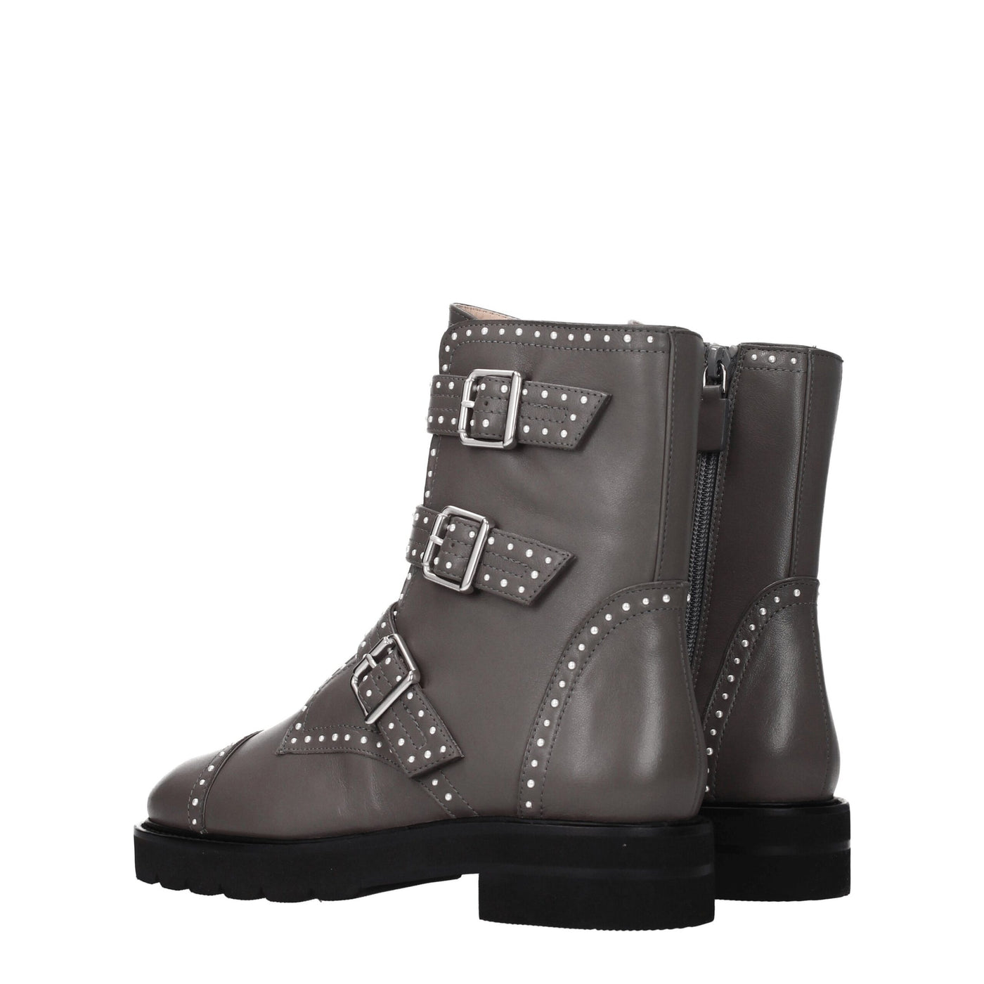 Stuart Weitzman Graue Lederstiefeletten