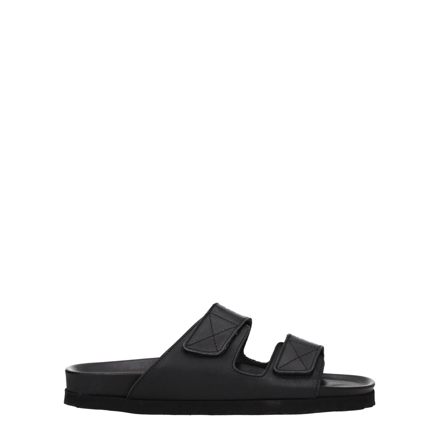 Palm Angels Schwarze Lederpantoffeln Sandalen