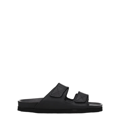 Palm Angels Schwarze Lederpantoffeln Sandalen