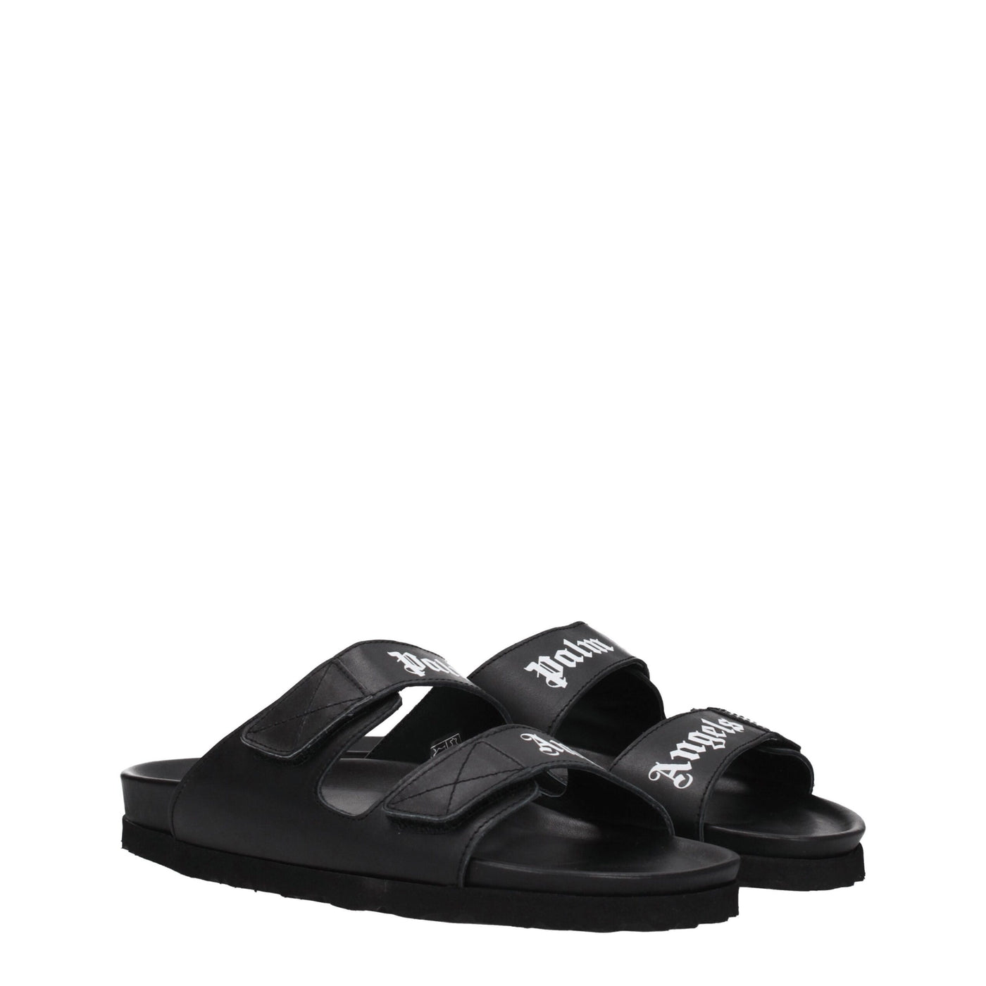 Palm Angels Schwarze Lederpantoffeln Sandalen