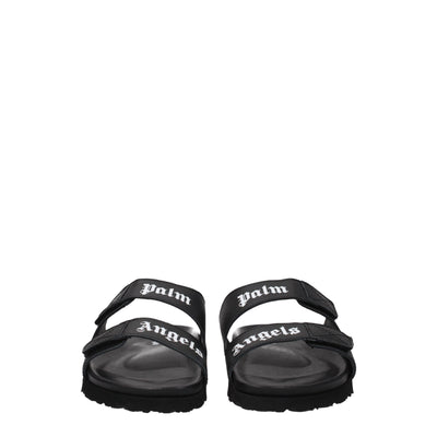Palm Angels Schwarze Lederpantoffeln Sandalen