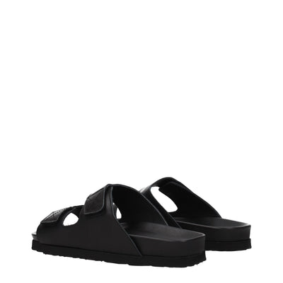 Palm Angels Schwarze Lederpantoffeln Sandalen