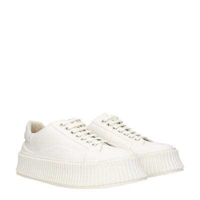 Jil Sander Weiße Plateau-Sneakers aus Stoff