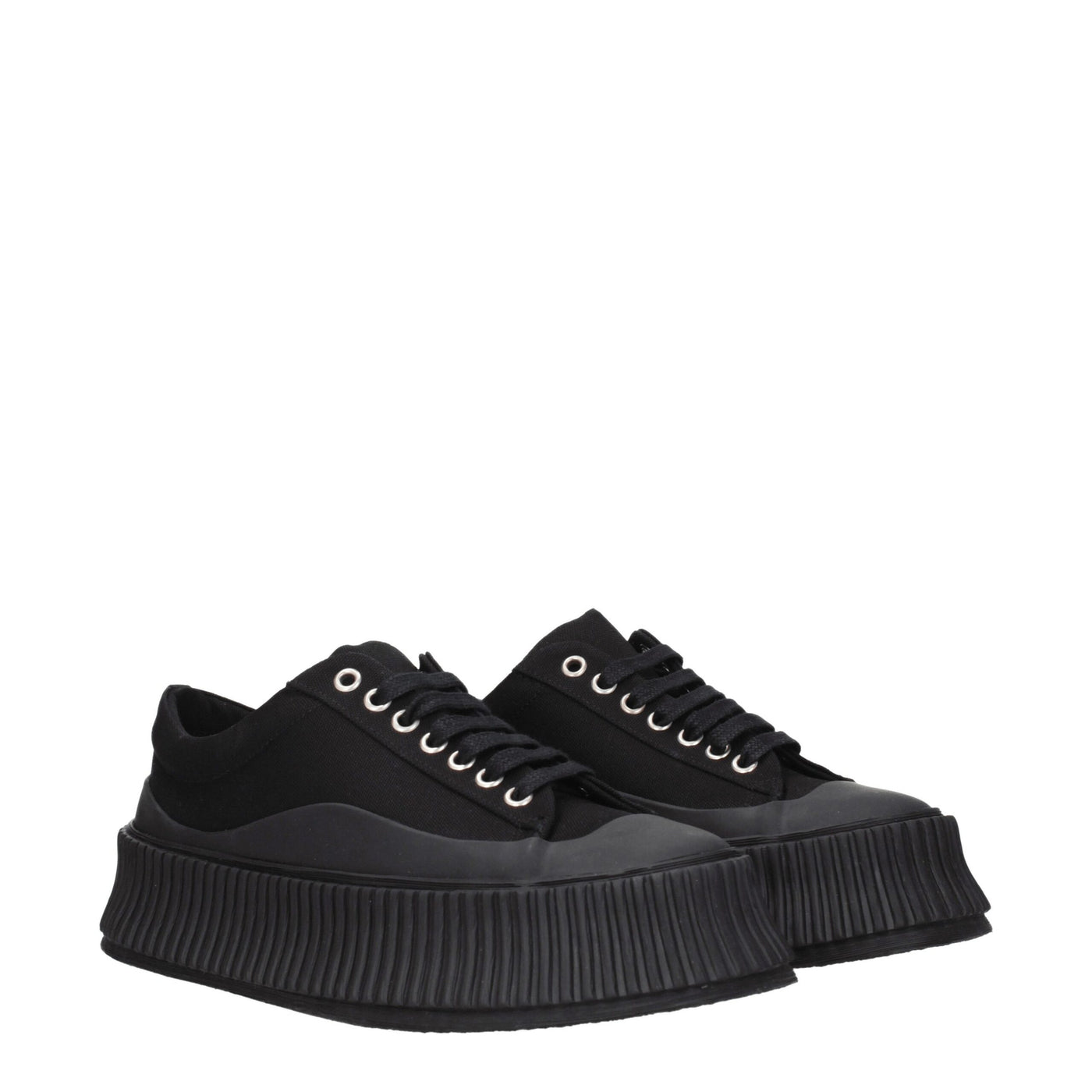 Jil Sander Schwarzer Stoff Chunky Sneakers