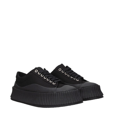 Jil Sander Schwarzer Stoff Chunky Sneakers