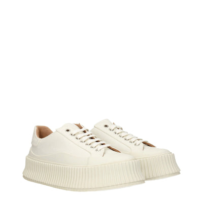 Jil Sander Weiße Plateau-Sneakers aus Stoff