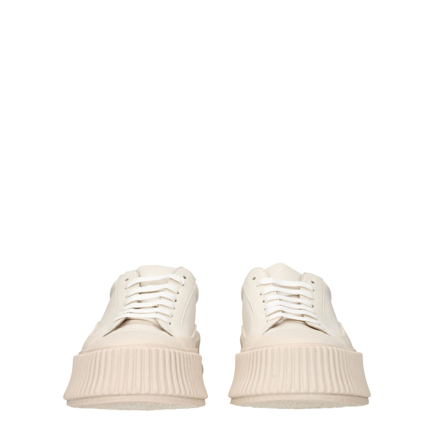 Jil Sander Beige Leder Plateau Turnschuhe