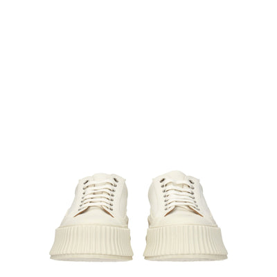 Jil Sander Weiße Plateau-Sneakers aus Stoff