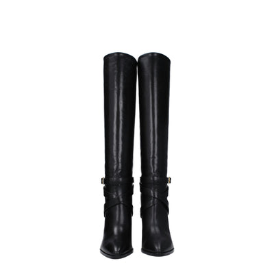 Celine Schwarze Lederstiefel mit hohem Absatz