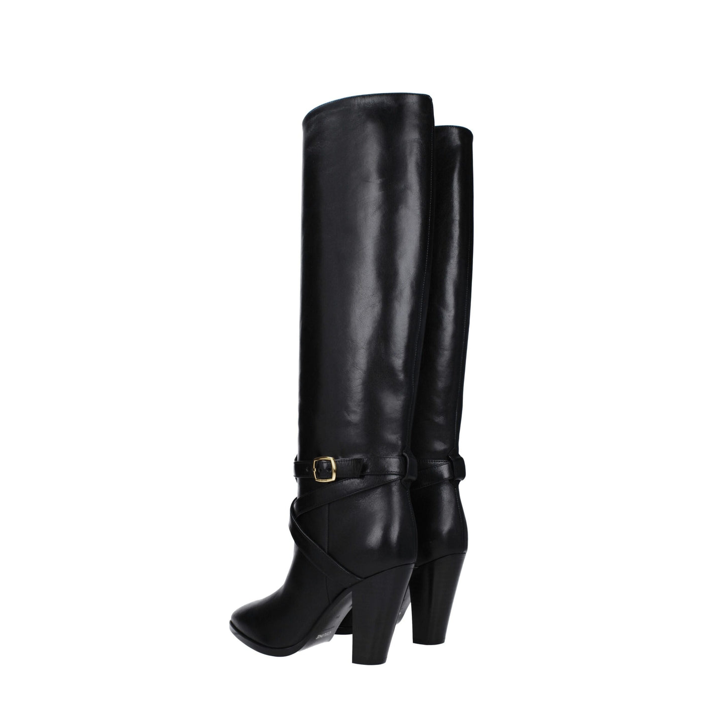 Celine Schwarze Lederstiefel mit hohem Absatz