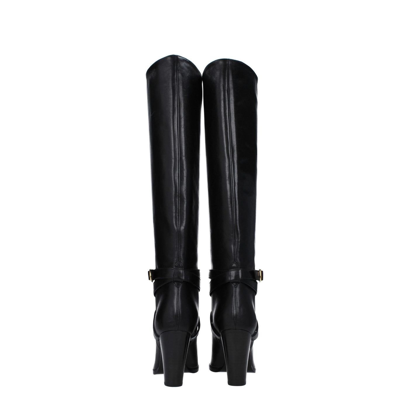 Celine Schwarze Lederstiefel mit hohem Absatz