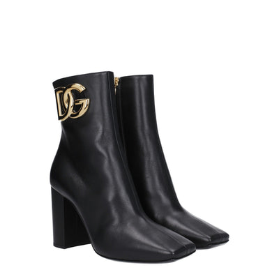 Dolce & Gabbana Schwarze Lederstiefeletten