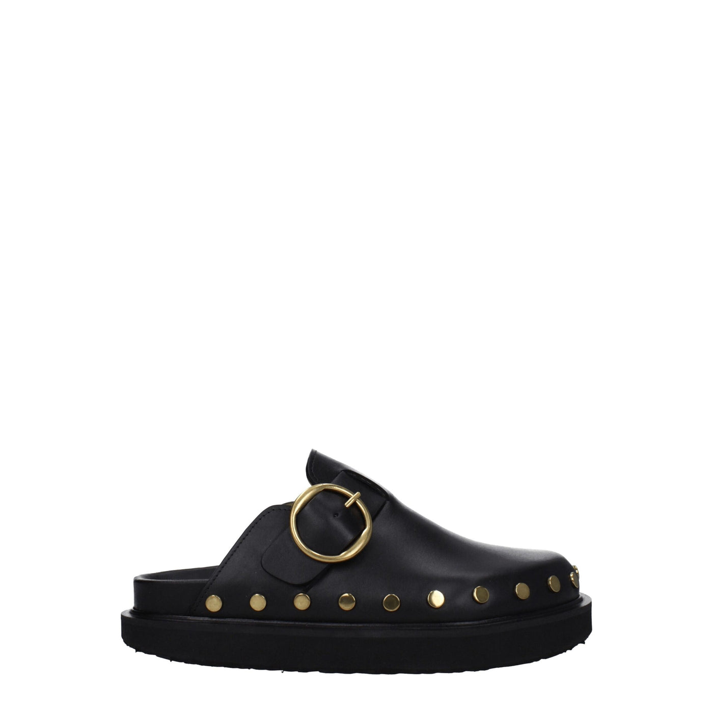Isabel Marant Schwarze Lederpantoffeln Sandalen