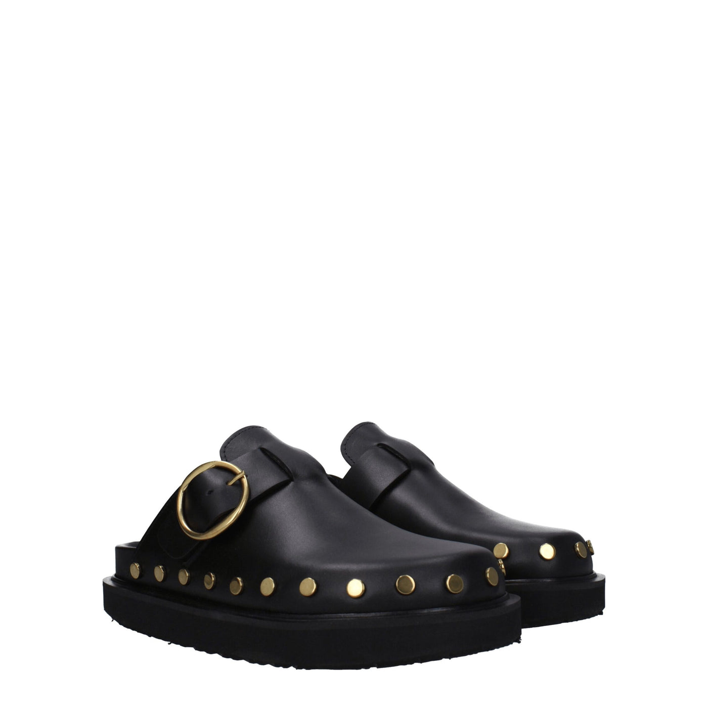 Isabel Marant Schwarze Lederpantoffeln Sandalen