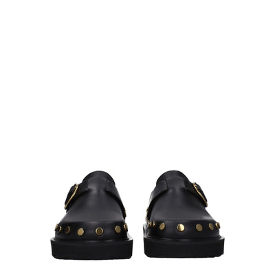 Isabel Marant Schwarze Lederpantoffeln Sandalen
