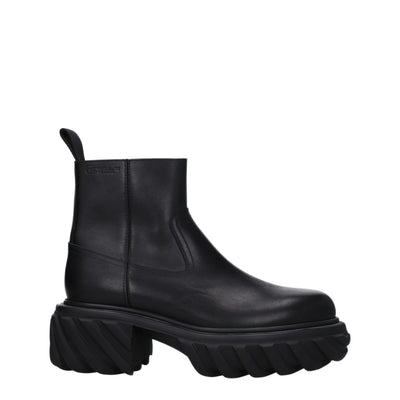 Off-White Schwarze Lederstiefeletten