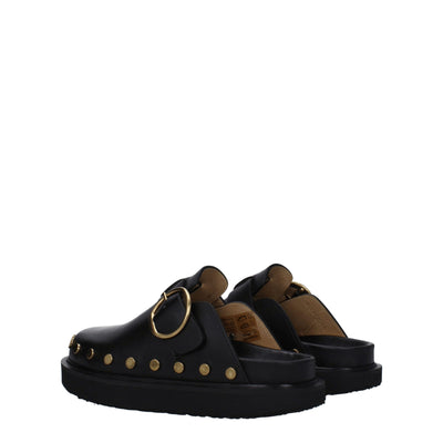 Isabel Marant Schwarze Lederpantoffeln Sandalen