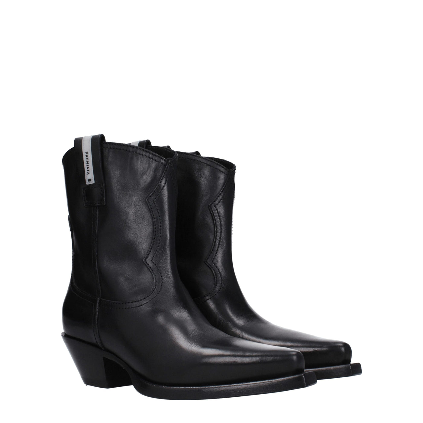 Premiata Schwarze Lederstiefeletten