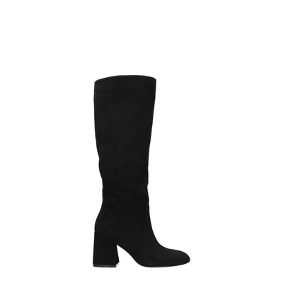 Stuart Weitzman Schwarze Lederstiefel mit hohem Absatz