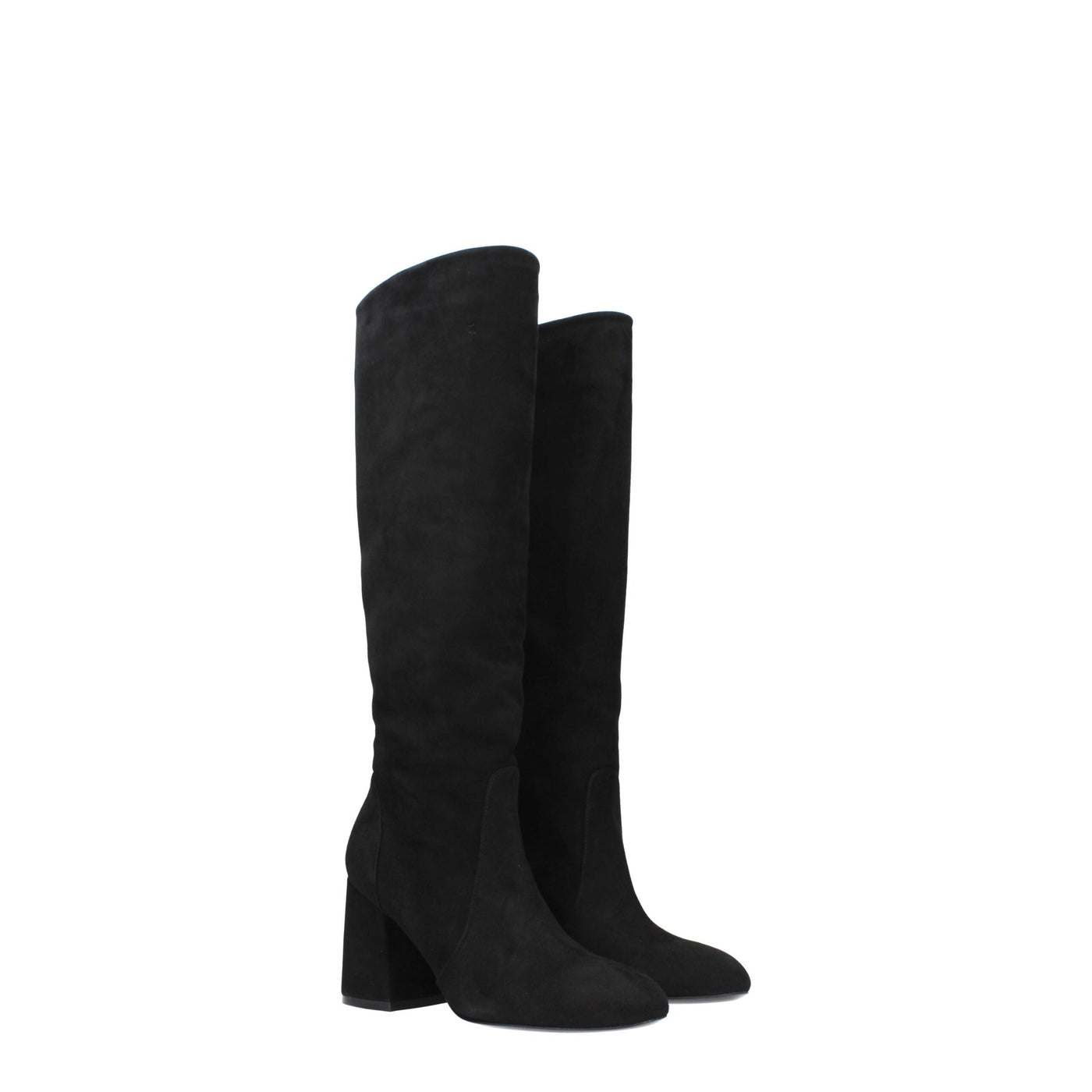 Stuart Weitzman Schwarze Lederstiefel mit hohem Absatz