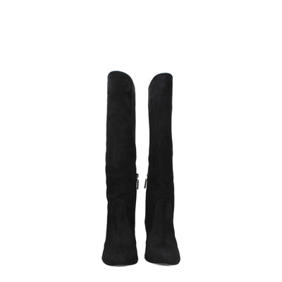 Stuart Weitzman Schwarze Lederstiefel mit hohem Absatz