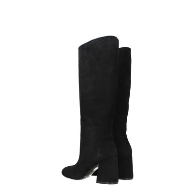 Stuart Weitzman Schwarze Lederstiefel mit hohem Absatz