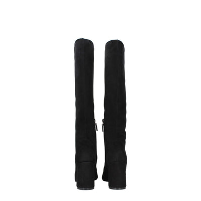 Stuart Weitzman Schwarze Lederstiefel mit hohem Absatz